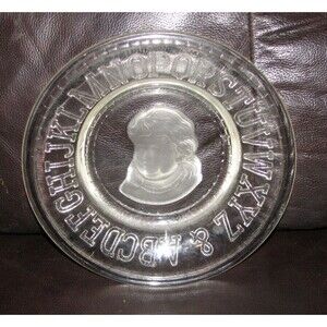 Vintage Clay's Crystal Works Victorian Children's Alphabet Plate 8"
